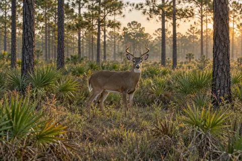 Illustrative whitetail in Florida pine flatwoods